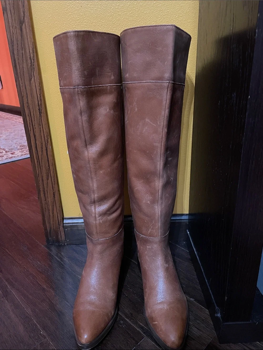 Franco Sarto Brown Over-the-Knee Wide Calf Leather Boots